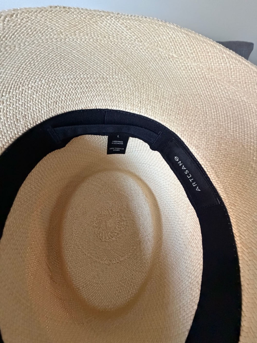 Women’s Wide-Brim Straw Sun Hat with Black Band - Picture 6 of 7